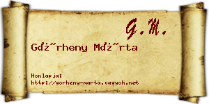 Görheny Márta névjegykártya